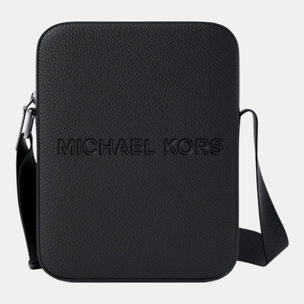 Michael Kors Outlet Cooper Logo Embossed Pebbled Leather Messenger Bag
