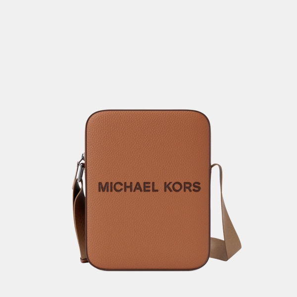 Michael Kors Outlet Cooper Logo Embossed Pebbled Leather Messenger Bag