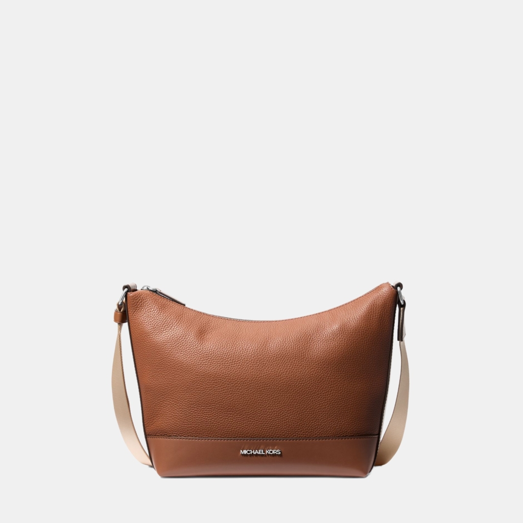 Michael Kors Outlet Cooper Pebbled Leather Crescent Bag - LUGGAGE