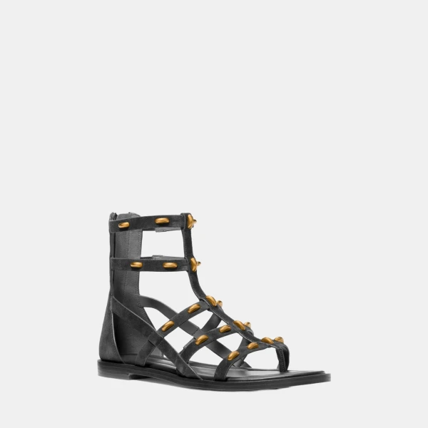MICHAEL Michael Kors Noa Studded Suede Gladiator Sandal - BLACK