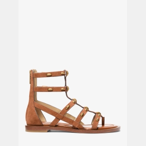 MICHAEL Michael Kors Noa Studded Suede Gladiator Sandal - LUGGAGE - Image 3