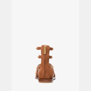 MICHAEL Michael Kors Noa Studded Suede Gladiator Sandal - LUGGAGE - Image 4