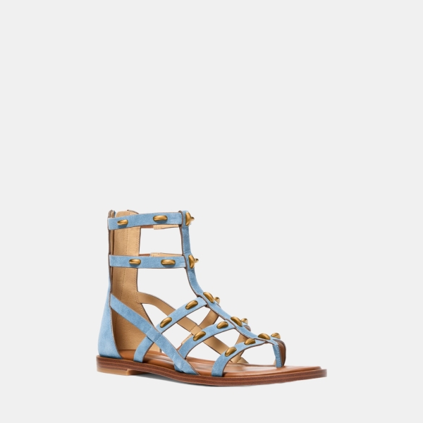 MICHAEL Michael Kors Noa Studded Suede Gladiator Sandal - CHAMBRAY