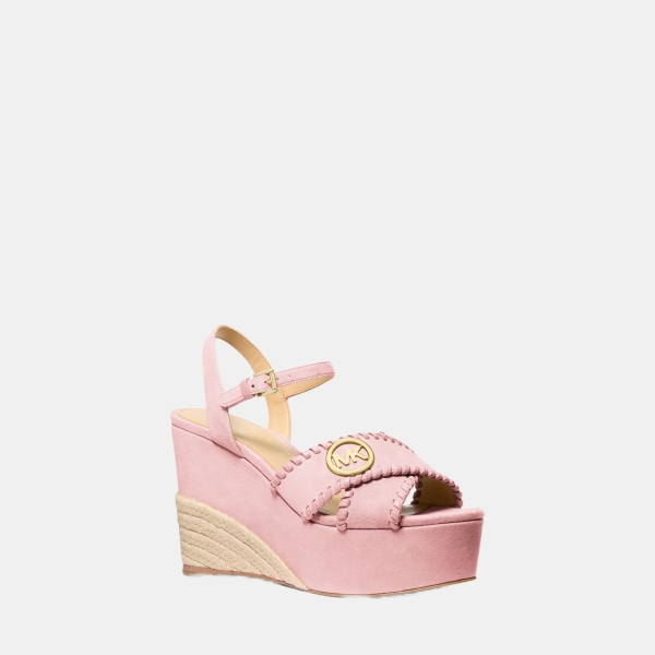 Michael Kors Outlet Hannah Suede Platform Sandal - POWDER BLUSH
