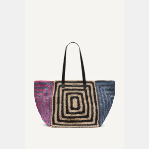 DKNY PALOMA CROCHET STRAW LOGO TOTE - Hot Pink Combo - Image 7