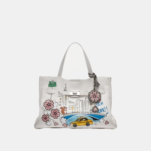 DKNY BRYAR LARGE SATCHEL - Marshmallow