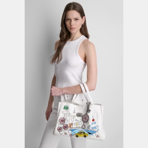 DKNY BRYAR LARGE SATCHEL - Marshmallow - Image 9