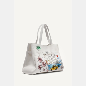 DKNY BRYAR LARGE SATCHEL - Marshmallow - Image 4