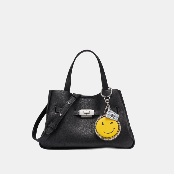 DKNY BRYAR SMALL SATCHEL - Black/Silver