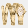 Just Cavalli Snake Quartz White Mother-of-Pearl Dial Women's Watch - Gold