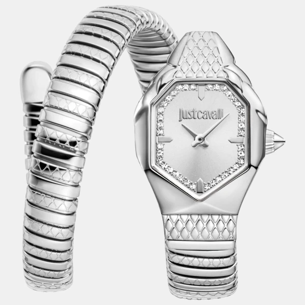 Just Cavalli Snake Quartz Silver Dial Women's Watch