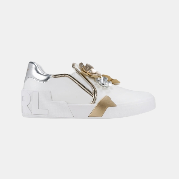 KARL LAGERFELD PARIS MAUDE FLEUR SLIP ON SNEAKER - Bright White/Silver