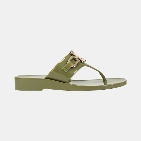 KARL LAGERFELD PARIS VARDICE FLAT THONG SANDAL - Light Olive