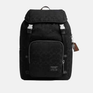 Coach Logan Backpack In Signature Nylon - Black