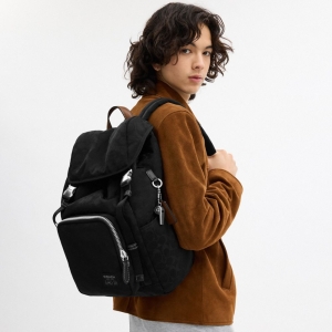 Coach Logan Backpack In Signature Nylon - Black - Image 3