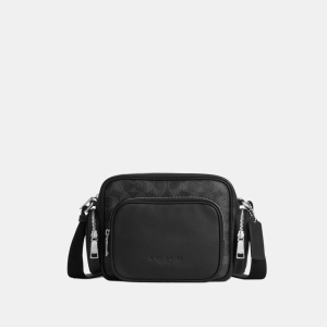 Coach Fletcher Crossbody Bag In Signature Canvas - Silver/Black Signature
