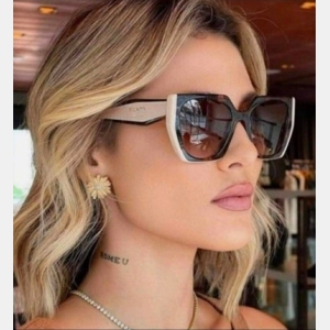 Prada Oversized Square Sunglasses - Cream and Dark Brown