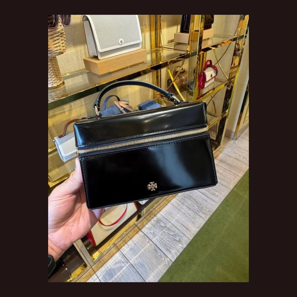 Tory Burch - Patent Leather Top Handle Bag - Black