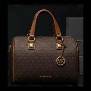 Michael Kors Monogram Satchel Bag - Brown