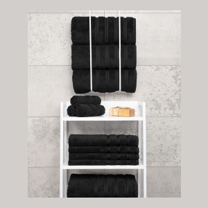 Edison Luxury 100% Turkish Cotton 4-Piece Bath Towel Set - Black - Image 6