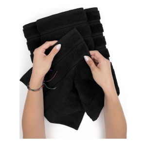 Edison Luxury 100% Turkish Cotton 4-Piece Bath Towel Set - Black - Image 4