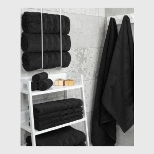 Edison Luxury 100% Turkish Cotton 4-Piece Bath Towel Set - Black - Image 3