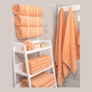 Edison Luxury 100% Turkish Cotton 4-Piece Bath Towel Set - Malibu Peach - Image 3