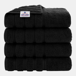 Edison Luxury 100% Turkish Cotton 4-Piece Bath Towel Set - Black