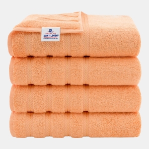 Edison Luxury 100% Turkish Cotton 4-Piece Bath Towel Set - Malibu Peach