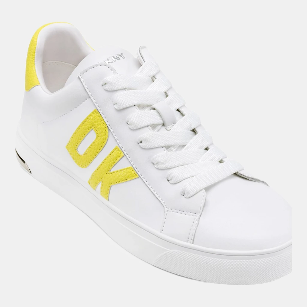 DKNY Women's Abeni Lace-Up Platform Sneakers - White/Yellow Leather