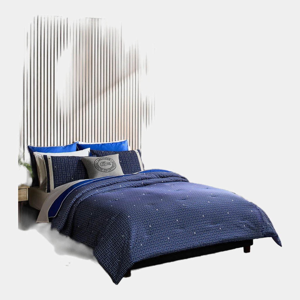 Lacoste Heritage Geo Cotton 2-Pc. Comforter Set, Twin - Navy
