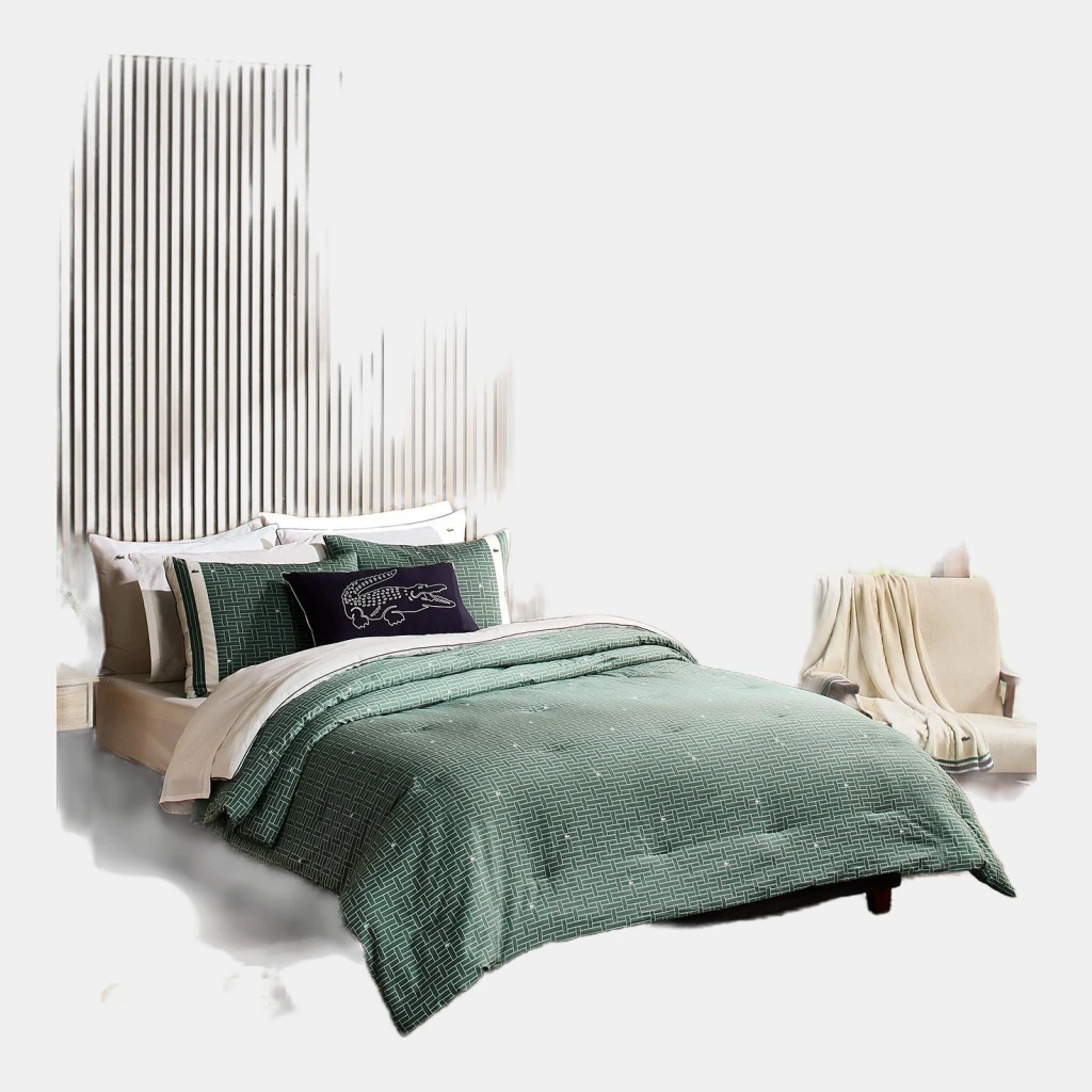 Lacoste Heritage Geo Cotton 2-Pc. Comforter Set, Twin - Green