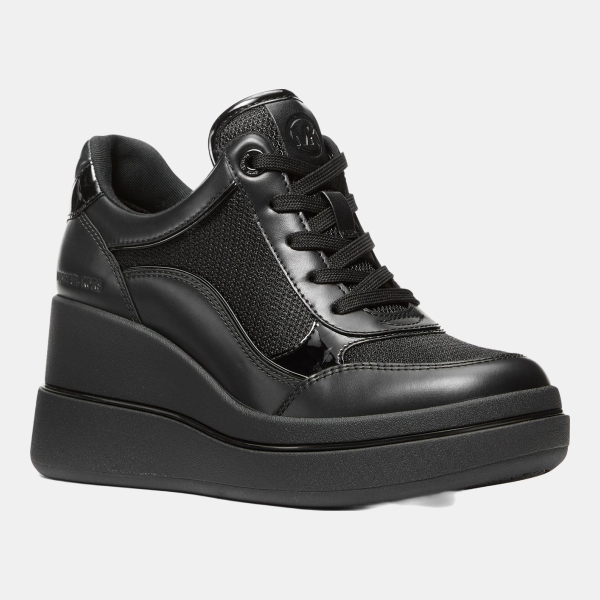 Women's Emmy Wedge Trainer Sneakers - Black Leather