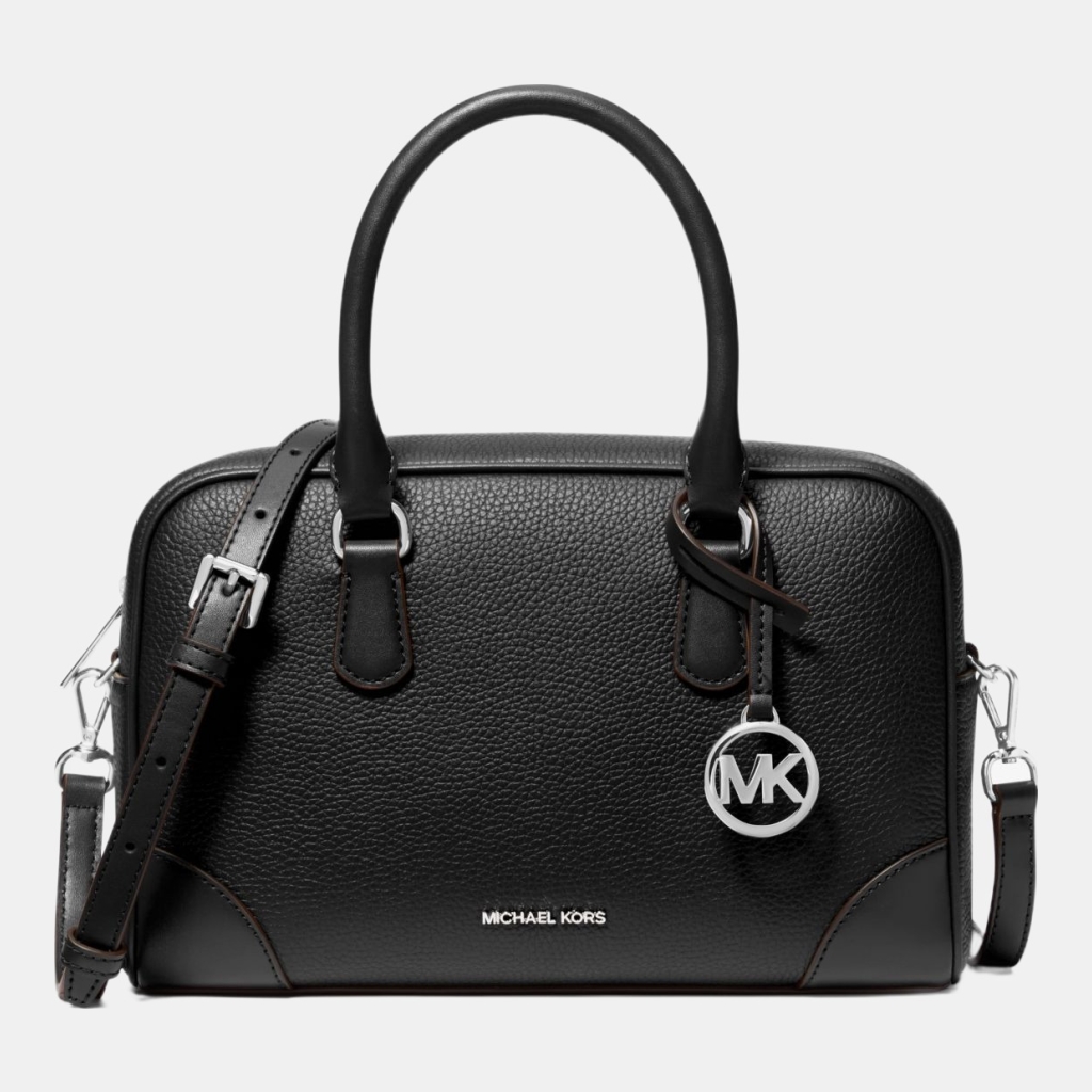 Michael Kors Outlet Thompson Medium Pebbled Leather Satchel - BLACK