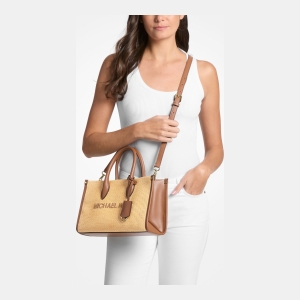 Michael Kors Outlet Mirella Medium Woven Satchel - Image 4