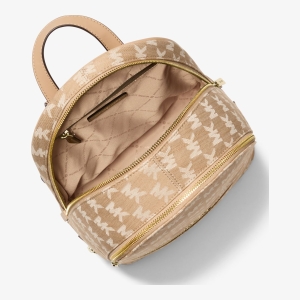 Michael Kors Outlet Rhea Medium Logo Jacquard Denim Backpack - Image 3