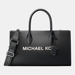Michael Kors Outlet Mirella Medium Pebbled Leather Satchel - BLACK