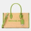 Michael Kors Outlet Mirella Medium Woven Satchel - LIME