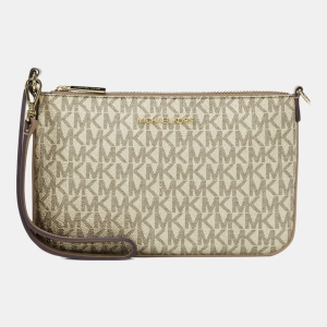 Michael Kors Outlet Jet Set Small Metallic Signature Logo Wristlet