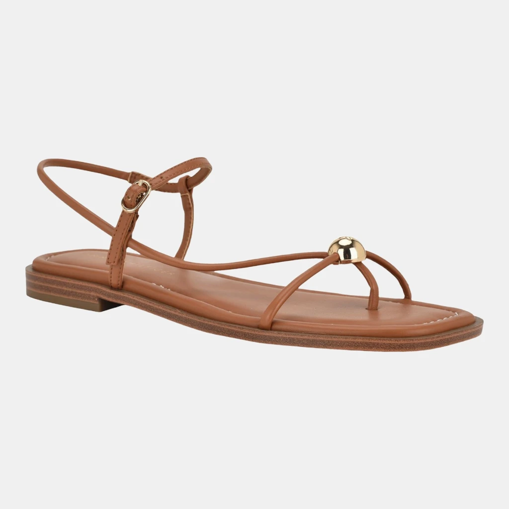 Tommy Hilfiger Women's Taras Strappy Ornamented Flat Sandal - Cognac