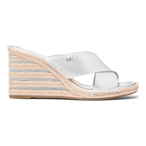 Michael Kors Women's Kenzie Slip-On Wedge Sandals - Silver Leather - Image 3