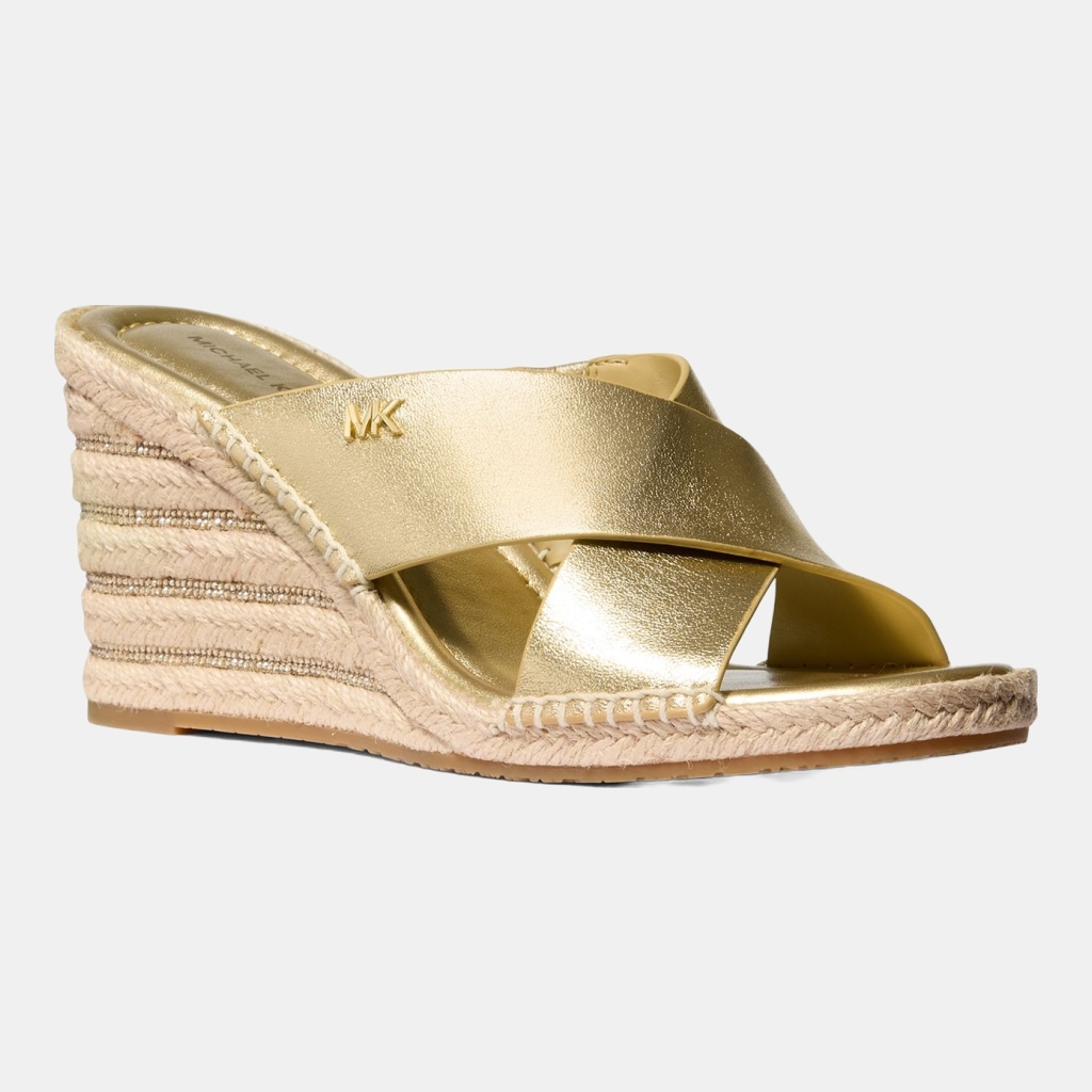 Michael Kors Women's Kenzie Slip-On Wedge Sandals - Pale Gold Leather