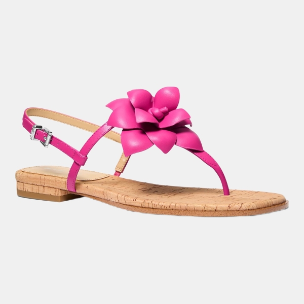 Michael Kors Women's Jacie Buckle Thong Flat Sandals - Raspberry Leather