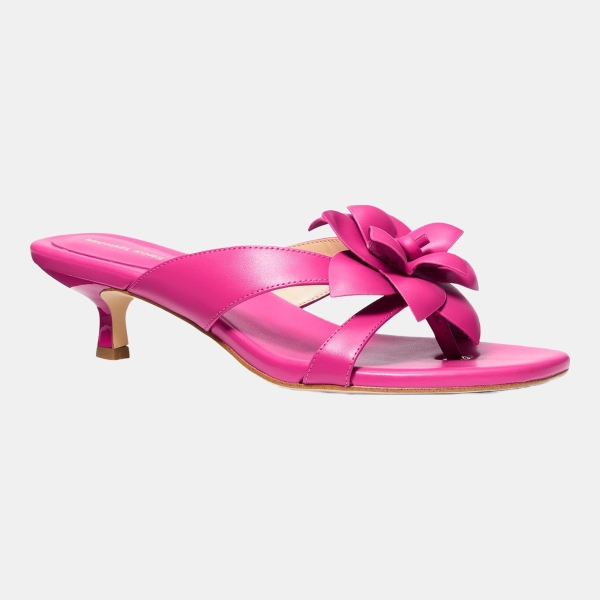 Michael Kors Women's Jacie Slip-On Kitten Heel Dress Sandals - Raspberry Leather