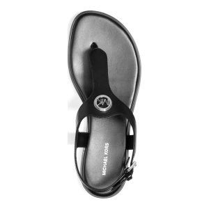 Michael Kors Women's Val Thong Round Toe Flat Sandals - Black Leather - Image 4