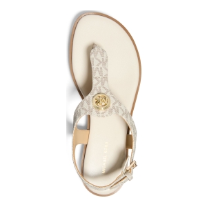 Michael Kors Women's Val Thong Round Toe Flat Sandals - Vanilla Logo Canvas - Image 4
