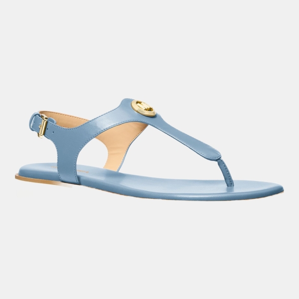 Michael Kors Women's Val Thong Round Toe Flat Sandals - Chambray Leather