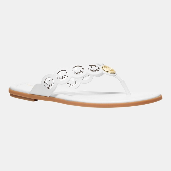 Michael Kors Women's Janie Thong Flat Sandals - Optic White Leather