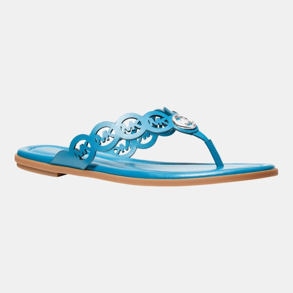 Michael Kors Women's Janie Thong Flat Sandals - Milos Blue Leather