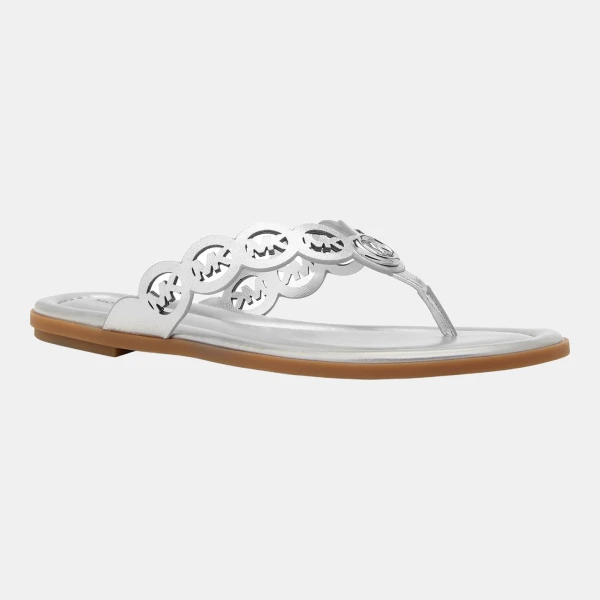 Michael Kors Women's Janie Thong Flat Sandals - Silver Metallic